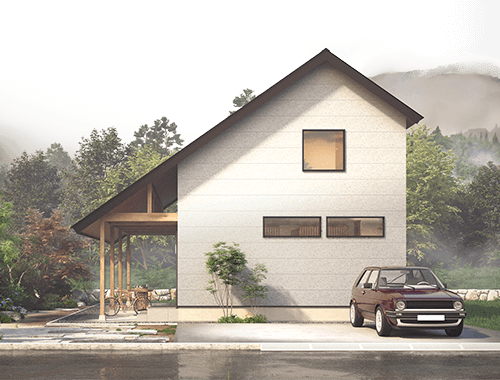 木目デザインの注文住宅の外観